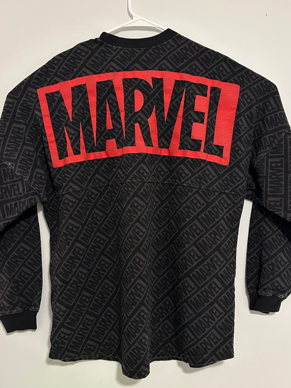 Marvel Comic All Over Graphic Print Crewneck Sweater Large Black Y2K Long Sleeve
